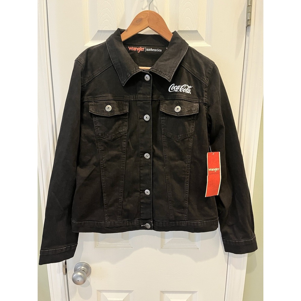 Wrangler Authentics Women's L Black Trucker Jacket Sips & Sounds Festival NWT